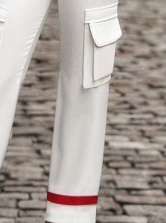 Color Block Urban Cargo Ankle Pants With No Belt