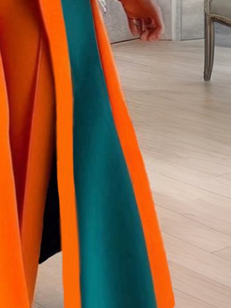 Elegant Balloon Sleeve Color Block Loose Kimono