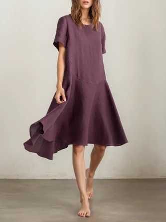 STYLE WE x CHILLINEN | Linen Plain Crew Neck Mini Dress