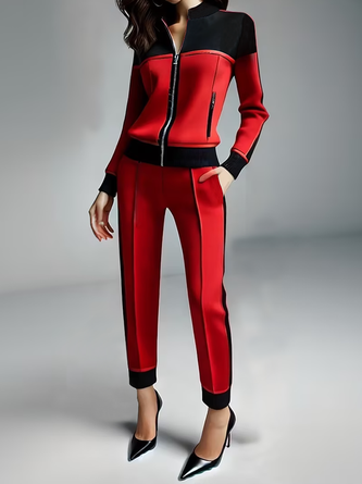 Casual Color Block Straight Sweatpants