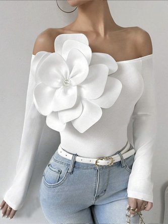Urban 3D Floral Off The Shoulder Blouse