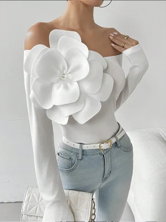Urban 3D Floral Off The Shoulder Blouse