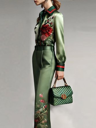 Urban Satin Floral Straight Pants