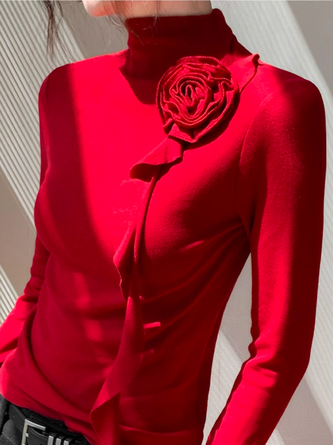 Elegant Plain 3D Floral T-shirt