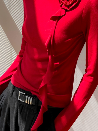 Elegant Plain 3D Floral T-shirt