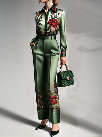 Urban Satin Floral Straight Pants