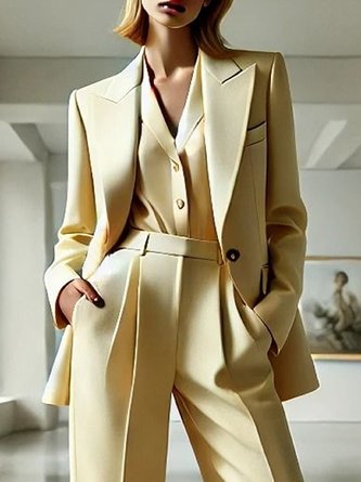Urban Plain Lapel Collar Blazer