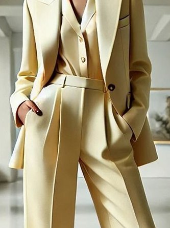 Urban Plain Lapel Collar Blazer