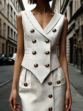 Urban Buttoned Plain Vest