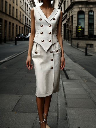 Urban Buttoned Plain Vest