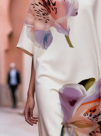 Elegant Floral Loosen Off The Shoulder Midi Dress