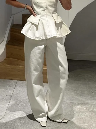 Plain Casual Denim Jeans