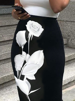 Casual Floral Midi Skirt