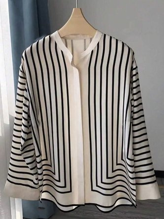 Urban Striped Printing Bell Sleeve Shirt