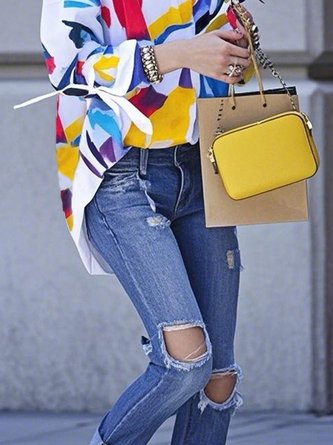 Urban Abstract Printing Shirt Collar Shirt