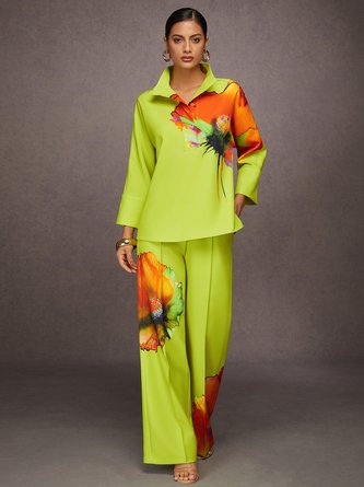 Urban Floral Printing Straight Pants