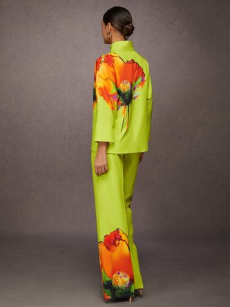 Urban Floral Printing Straight Pants