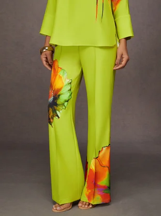 Urban Floral Printing Straight Pants