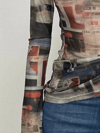 Casual Letter Pattern Printing Off The Shoulder T-shirt