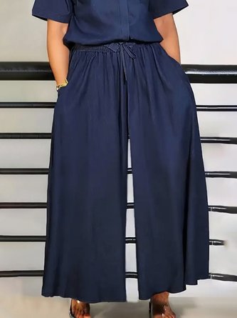 Casual Loose Plain Faux Denim Jeans