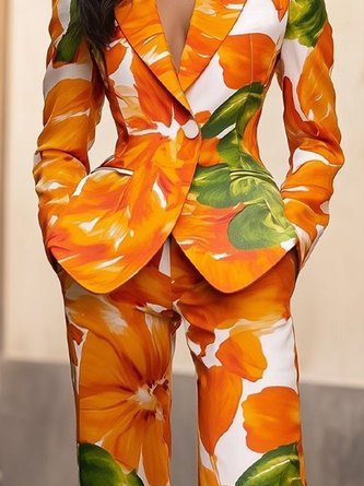 Vacation Floral Printing Wide Leg Pants