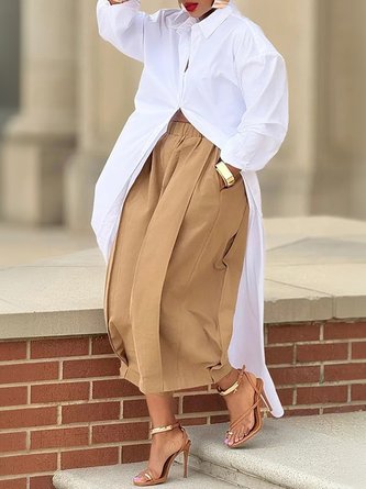 Casual Cotton Loose Split Long Shirt
