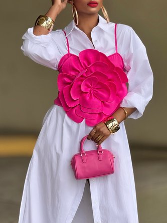 Urban Plain 3D Floral Tank and Shirtdress Two-Piece Set