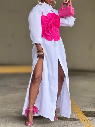 Urban Plain 3D Floral Tank and Shirtdress Two-Piece Set