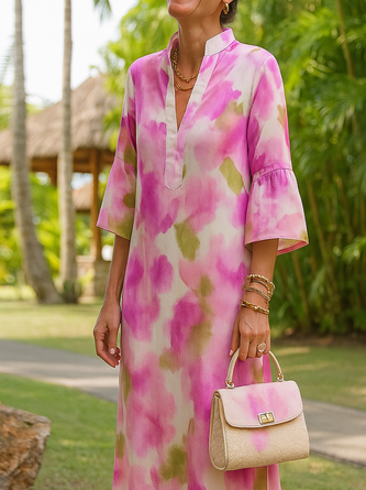 Vacation Ombre Printing Midi Dress