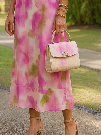 Vacation Ombre Printing Midi Dress