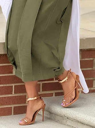 Casual Cotton Wide-Leg Cropped Pants