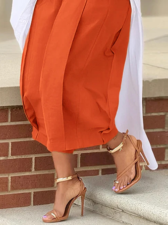 Casual Cotton Wide-Leg Cropped Pants