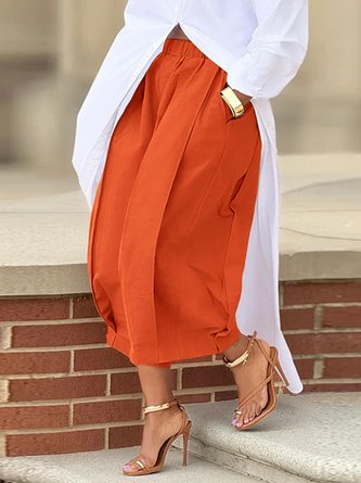 Casual Cotton Wide-Leg Cropped Pants