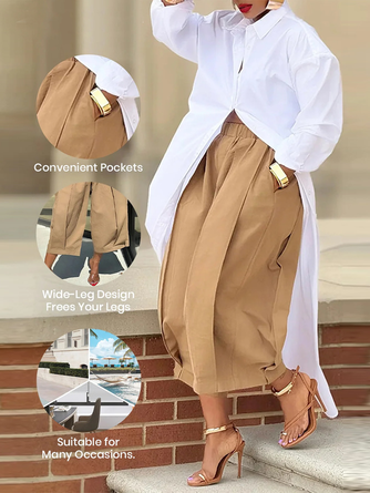 Casual Cotton Loose Split Long Shirt