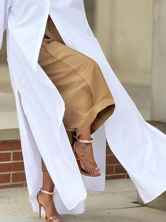 Casual Cotton Loose Split Long Shirt