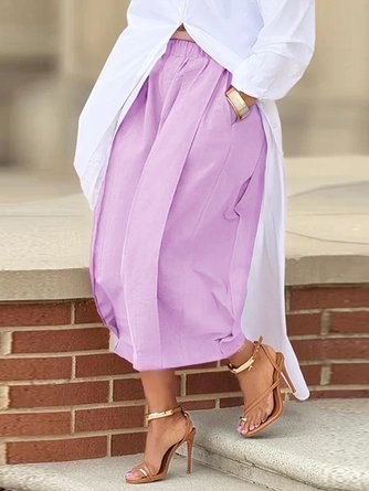 Casual Cotton Wide-Leg Cropped Pants