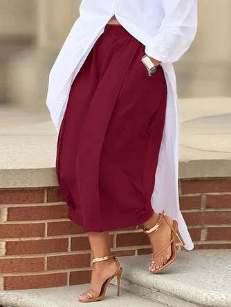 Casual Cotton Wide-Leg Cropped Pants