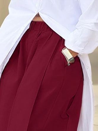 Casual Cotton Wide-Leg Cropped Pants