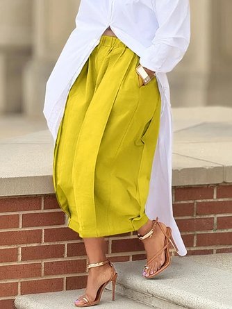 Casual Cotton Wide-Leg Cropped Pants