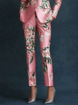 Elegant Floral Printing Straight Pants