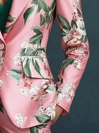 Elegant Floral Lapel Collar Blazer
