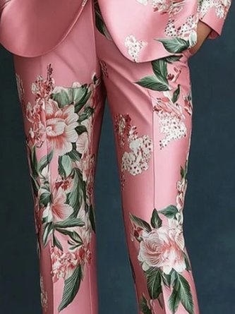 Elegant Floral Printing Straight Pants