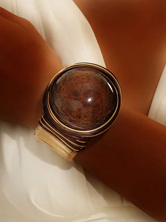 Crystal big gem handmade bracelet exaggerated cross retro egg-shaped bracelet