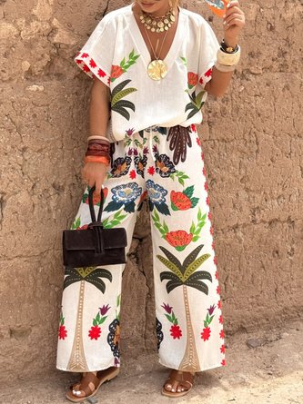 Vacation Tropical Printing Straight Fashion Pants