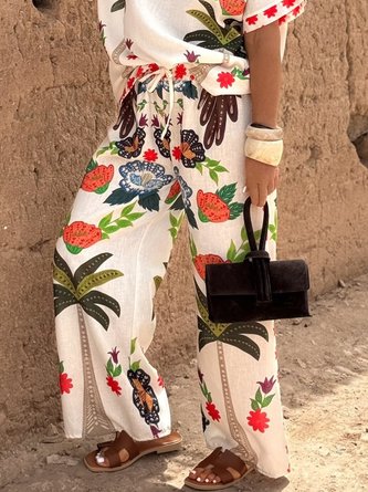 Vacation Tropical Printing Straight Fashion Pants
