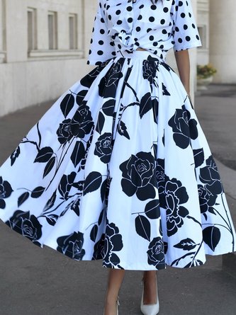 Elegant Printing Floral Maxi Skirt