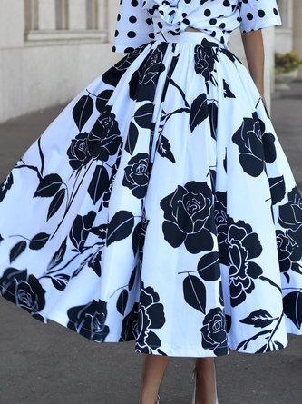 Elegant Printing Floral Maxi Skirt