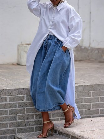 Casual Loose Denim Plain Jeans