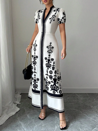 Urban Floral Printing Maxi Dress