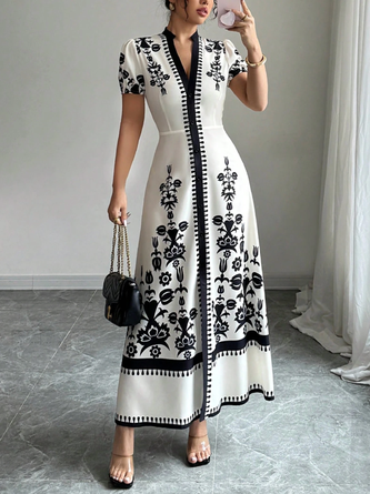 Urban Floral Printing Maxi Dress